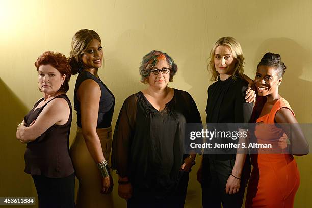 The cast of Orange is the New Black, Kate Mulgrew, Laverne Cox, creator Jenji Kohan, Taylor Schilling and Uzo Aduba are photographed for Los Angeles...