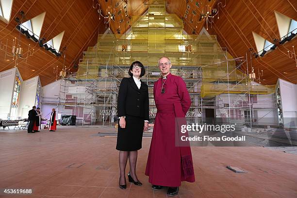 Archbishop of Canterbury, Justin Welby tours the Holy Trinity Cathedral refurbishments with Dean of Auckland Jo Kelly-Moore before he unveils a...