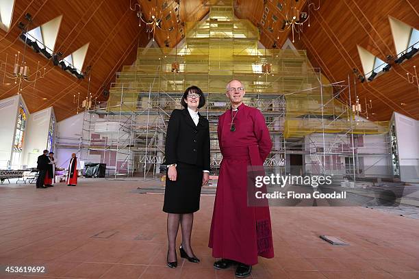 Archbishop of Canterbury, Justin Welby tours the Holy Trinity Cathedral refurbishments with Dean of Auckland Jo Kelly-Moore before he unveils a...