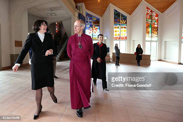 Archbishop of Canterbury, Justin Welby tours the Holy Trinity Cathedral refurbishments with Dean of Auckland Jo Kelly-Moore before he unveils a...
