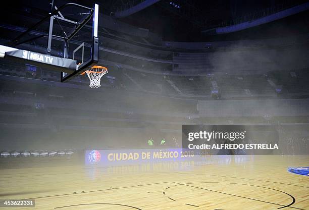 General view inside the Arena Ciudad de Mexico where players were evacuated from smoke before the NBA match between Minnesota Timberwolves and San...