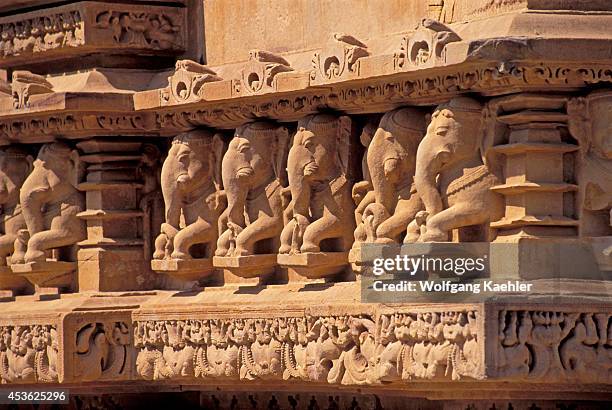 India, Khajuraho, Hindu Temple Complex, 950-1050 Ad, Lakshmana Temple, Elephants.
