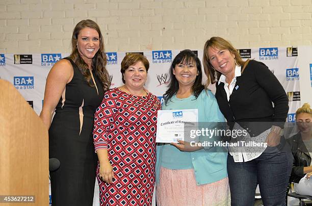 Chief Brand Officer Stephanie McMahon, Congresswoman Linda Sanchez, Anna Araujo of Boys & Girls Club of East Los Angeles and Creative Coalition CEO...