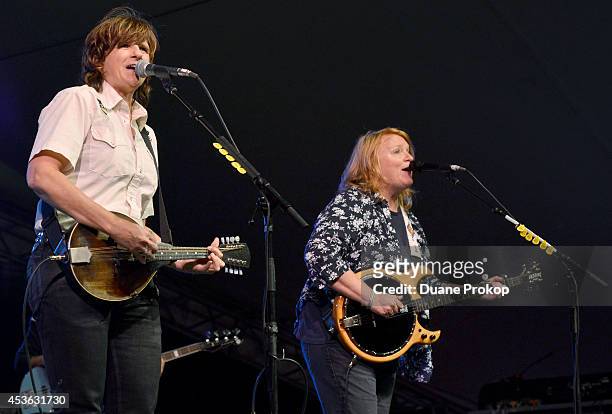 Amy Ray and Emily Saliers of Indigo Girls perform at Flair Fest during the 2014 Gay Games at Lock 3 Park on August 14, 2014 in Akron, Ohio.
