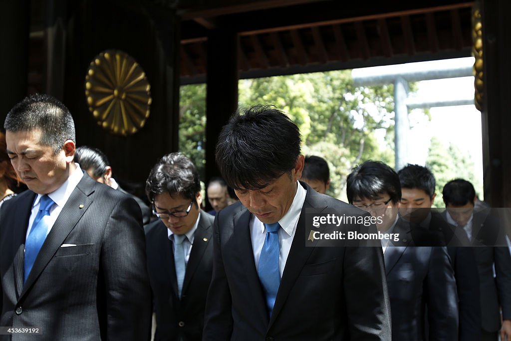 Visitors At Yasukuni Shrine On The Anniversary Of Japan's WWII Surrender