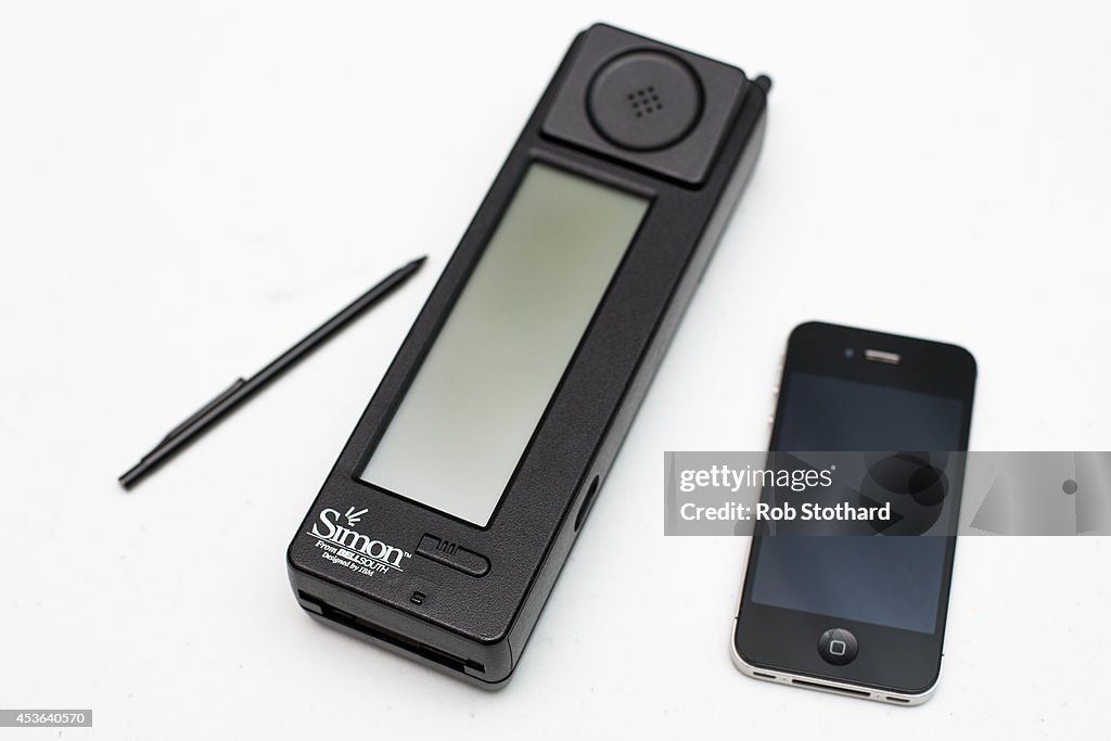 Simon Device An original IBM Simon Personal Communicator is placed next to an ...