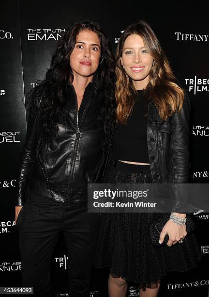 Director/Writer Francesca Gregorini and actress Jessica Biel arrive at the premiere of Tribeca Film and Well Go USA's "The Truth About Emanuel" at...