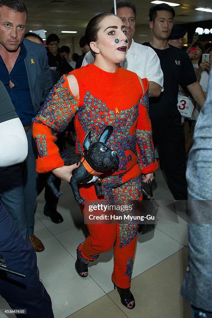 Lady Gaga Arrives In South Korea