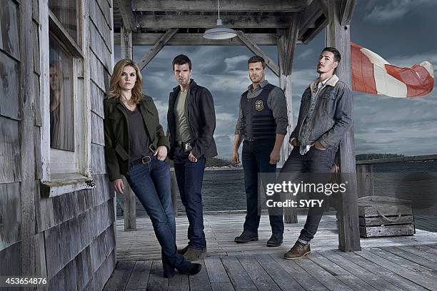 Pictured: Emily Rose as Audrey Parker, Lucas Bryant as Nathan Wuornos, Adam Copeland as Dwight Hendrickson, Eric Balfour as Duke Crocker --