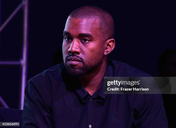 Kanye West speaks at Surface Magazine's DesignDialogues No. 6 With Hans Ulrich Obrist, Kanye West And Jacques Herzog at Moore Building on December 5,...