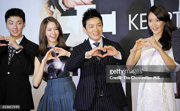 Yoon Si-Yoon, Yoon-A of Girls' Generation, Lee Beom-Soo and Chae Jung-An attend the KBS2 Drama 'The Prime Minister and I' press conference at Grand...
