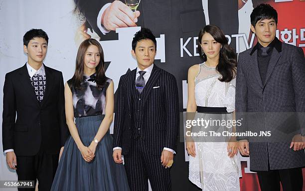 Yoon Si-Yoon, Yoon-A of Girls' Generation, Lee Beom-Soo, Chae Jung-An and Ryu Jin attend the KBS2 Drama 'The Prime Minister and I' press conference...