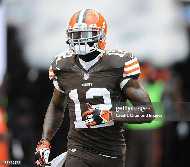 Receiver Josh Gordon of the Cleveland Browns is introduced before a game against the Pittsburgh Steelers at FirstEnergy Stadium in Cleveland, Ohio....