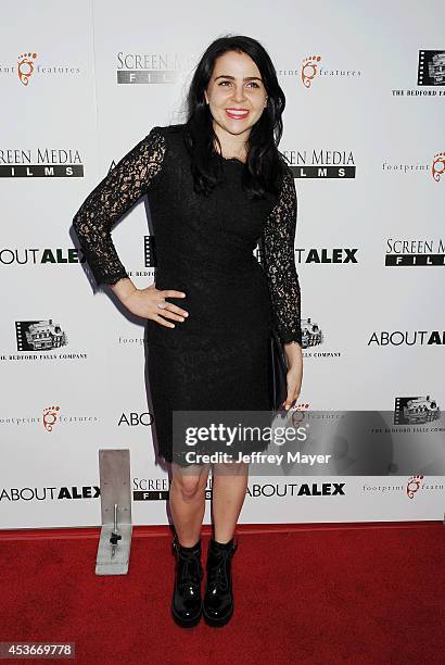 Actress Mae Whitman attends the 'About Alex' Los Angeles premiere held at the Arclight Theater on August 6, 2014 in Hollywood, California.