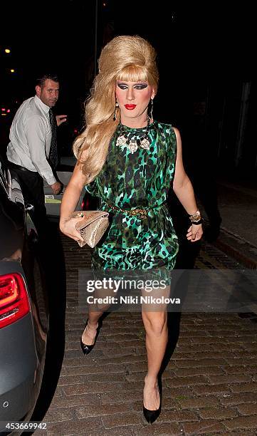 Jodie Harsh is seen arriving at Shorditch House on August 15, 2014 in London, England.