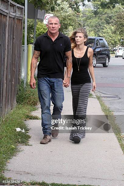 Actors Dominic Purcell and girlfriend AnnaLynne McCord seen on August 15, 2014 in Toronto, Canada.