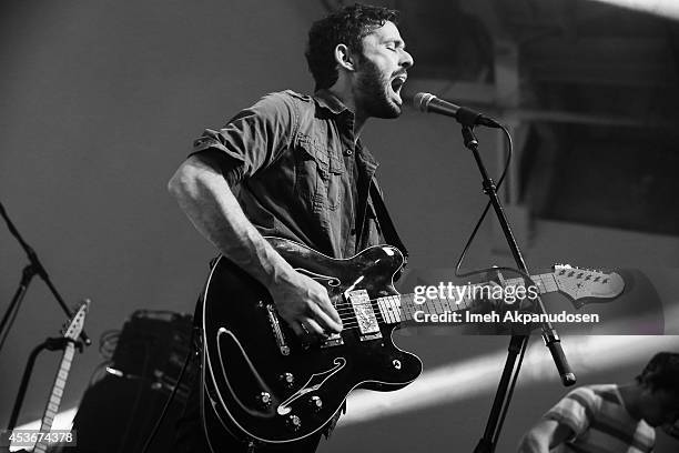 Musician Peter Silberman of The Antlers performs onstage during Pandora Presents The Antlers at StubHub's Next Stage at Mack Sennett Studios on...