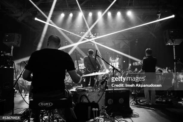 The Antlers perform onstage during Pandora Presents The Antlers at StubHub's Next Stage at Mack Sennett Studios on August 15, 2014 in Los Angeles,...
