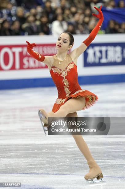 Evgenia Medvedeva of Russia competes in the Junior ladies's short program during day one of the ISU Grand Prix of Figure Skating Final 2013/2014 at...