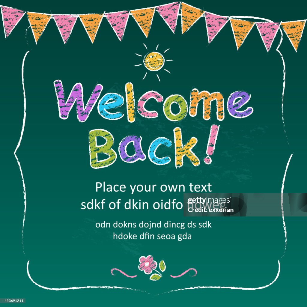 Colorful chalk welcome back template