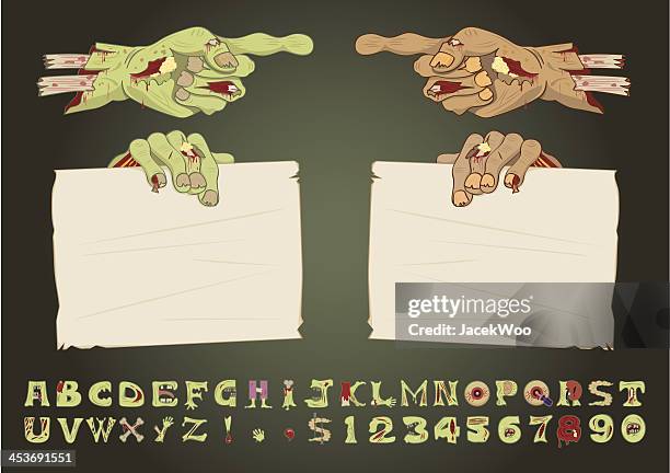 ilustraciones, imágenes clip art, dibujos animados e iconos de stock de zombie manos - monsters hands