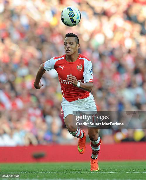 Alexis Sanchez of Arsenal during the Barclays Premier League match between Arsenal and Crystal Palace at Emirates Stadium on August 16, 2014 in...