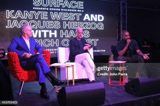 Hans Ulrich Obrist, Jacques Herzog and Kanye West speak at Surface Magazine's DesignDialogues No. 6 With Hans Ulrich Obrist, Kanye West And Jacques...