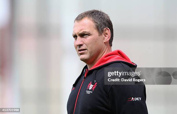 Trevor Woodman, the Gloucester scrum coach looks on during the pre season friendly match between Gloucester and Yorkshire Carnegie at Kingsholm...