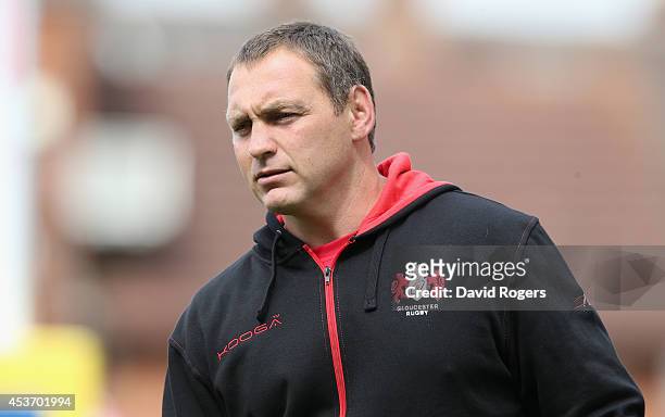 Trevor Woodman, the Gloucester scrum coach looks on during the pre season friendly match between Gloucester and Yorkshire Carnegie at Kingsholm...