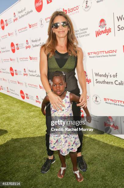 Trainer Jillian Michaels and her daughter Lukensia Michaels Rhoades attend Kickball For A Home - Celebrity Challenge Presented By Dave Thomas...