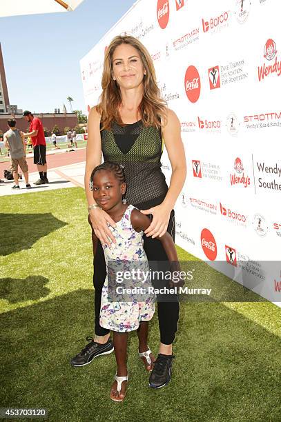 Trainer Jillian Michaels and her daughter Lukensia Michaels Rhoades attend Kickball For A Home - Celebrity Challenge Presented By Dave Thomas...