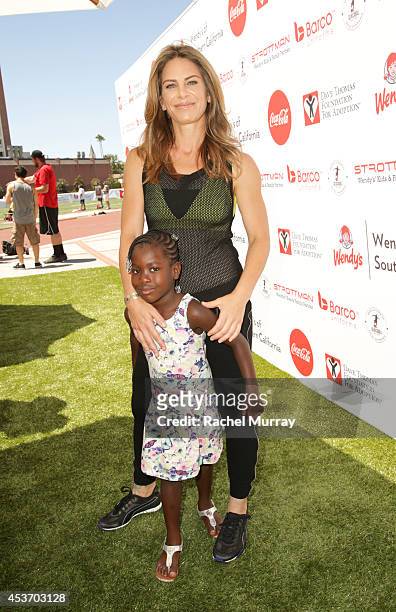 Trainer Jillian Michaels and her daughter Lukensia Michaels Rhoades attend Kickball For A Home - Celebrity Challenge Presented By Dave Thomas...
