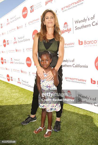 Trainer Jillian Michaels and her daughter Lukensia Michaels Rhoades attend Kickball For A Home - Celebrity Challenge Presented By Dave Thomas...