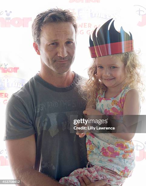 Actor Breckin Meyer arrives with his daughter at Disney Junior's "Pirate And Princess: Power Of Doing Good" Tour Arrives In Los Angeles At Brookside...