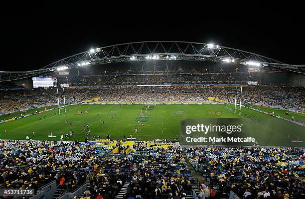 General view of kick off during The Rugby Championship match between the Australian Wallabies and the New Zealand All Blacks at ANZ Stadium on August...