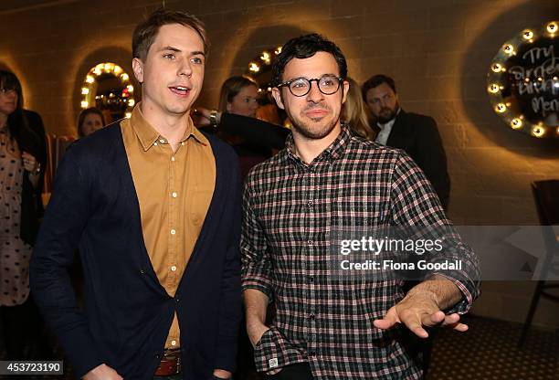 Actors Joe Thomas and Simon Bird pose at the premier of The Inbetweeners 2 at Event Cinemas, Broadway on August 17, 2014 in Auckland, New Zealand....