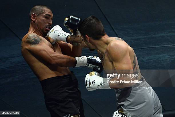 Anthony Johnson throws a right to the face of Dimar Ortuz during their cruiserweight title fight at the inaugural event for BKB, Big Knockout Boxing,...