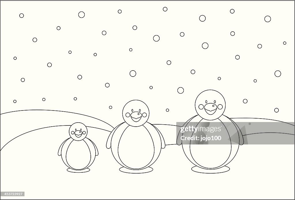 Cor em Penguins & Cena de neve.