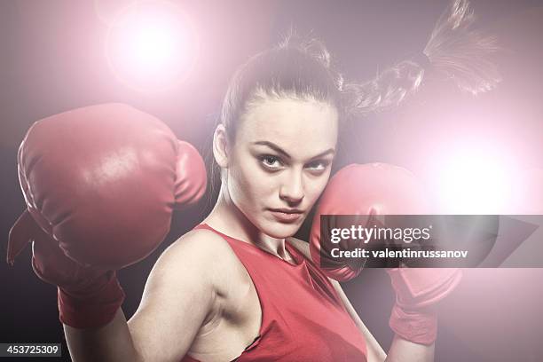 portrait of young woman - boxing - fighter portraits 2013 stock pictures, royalty-free photos & images