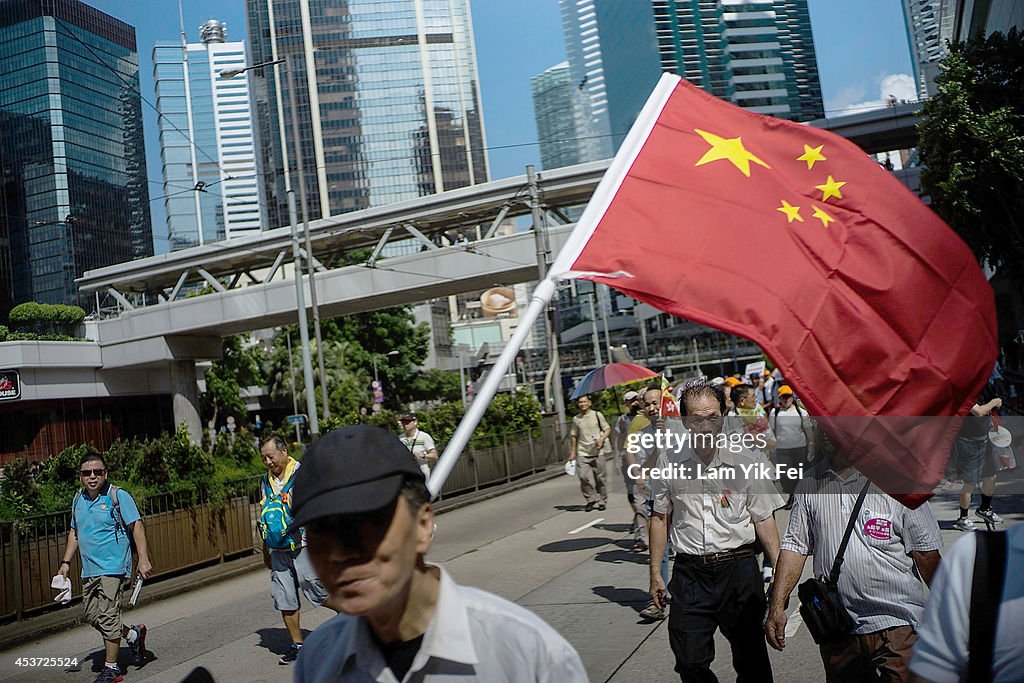 Anti-Occupy Central Stages A 'Walk For Peace And Universal Suffrage'