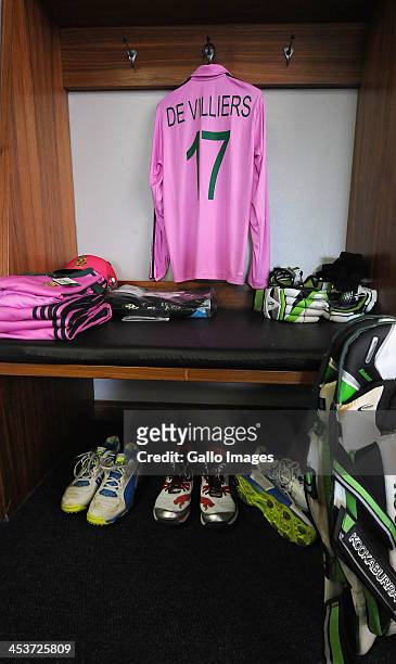 View of South Africa's pink team outfit in the changing room before the 1st Momentum ODI match between South Africa and India at Bidvest Wanderers...