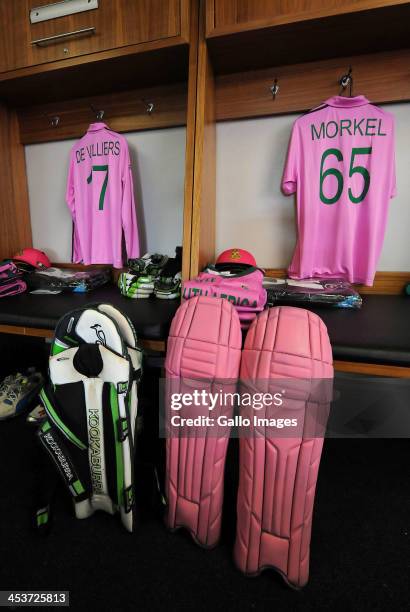 View of South Africa's pink team outfit in the changing room before the 1st Momentum ODI match between South Africa and India at Bidvest Wanderers...