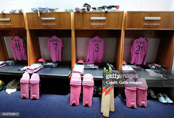 View of South Africa's pink team outfit in the changing room before the 1st Momentum ODI match between South Africa and India at Bidvest Wanderers...