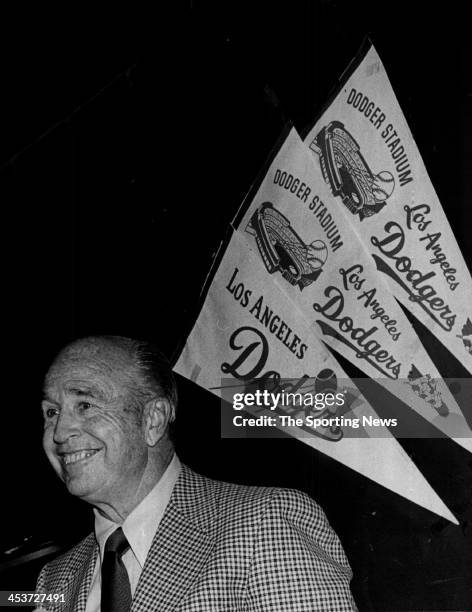 Manager Walter "Smokey" Alston of the Los Angeles Dodgers speaks at a press conference circa 1973 in Los Angeles, California.