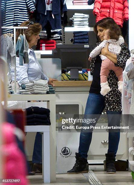 Monica Cruz, her daughter Antonella Cruz and her mother Encarna Sanchez are seen shopping on December 4, 2013 in Madrid, Spain.