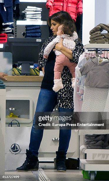 Monica Cruz and her daughter Antonella Cruz are seen shopping on December 4, 2013 in Madrid, Spain.