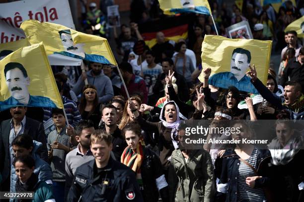 Ethnic Yazidi protest against the ongoing attacks against Yazidi in northern Iraq on August 16, 2014 in Hanover, Germany. Tens of thousands of...