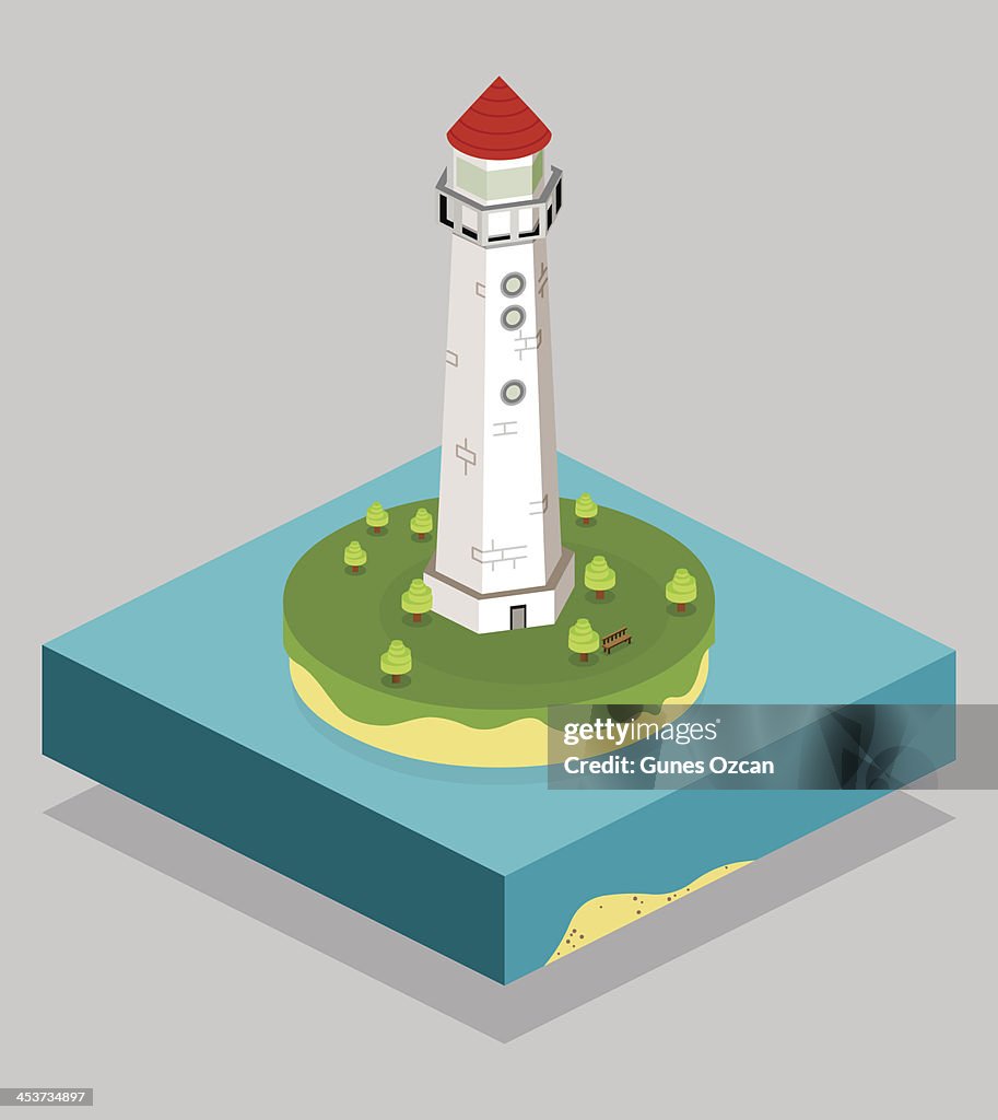 Illustration Isometric Lighthouse