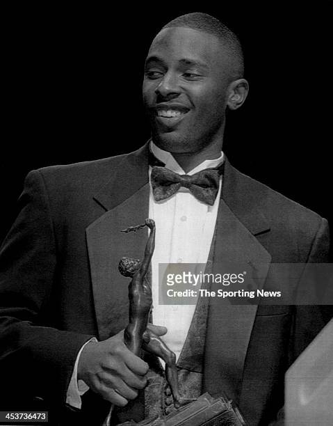 Heisman Trophy winner Charlie Ward of the Florida State Seminoles smiles after receiving the U.S. Amateur Athletic Union's Sullivan Award March 14....