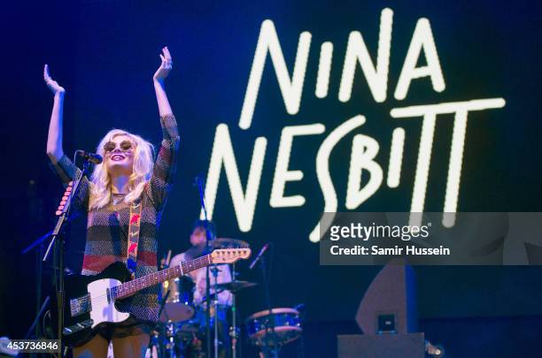 Nina Nesbitt performs on Day 2 of the V Festival at Hylands Park on August 17, 2014 in Chelmsford, England.